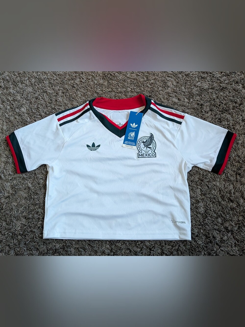 NWT Adidas Mexico White Away Cropped Somos Mexico Women's Jersey XS